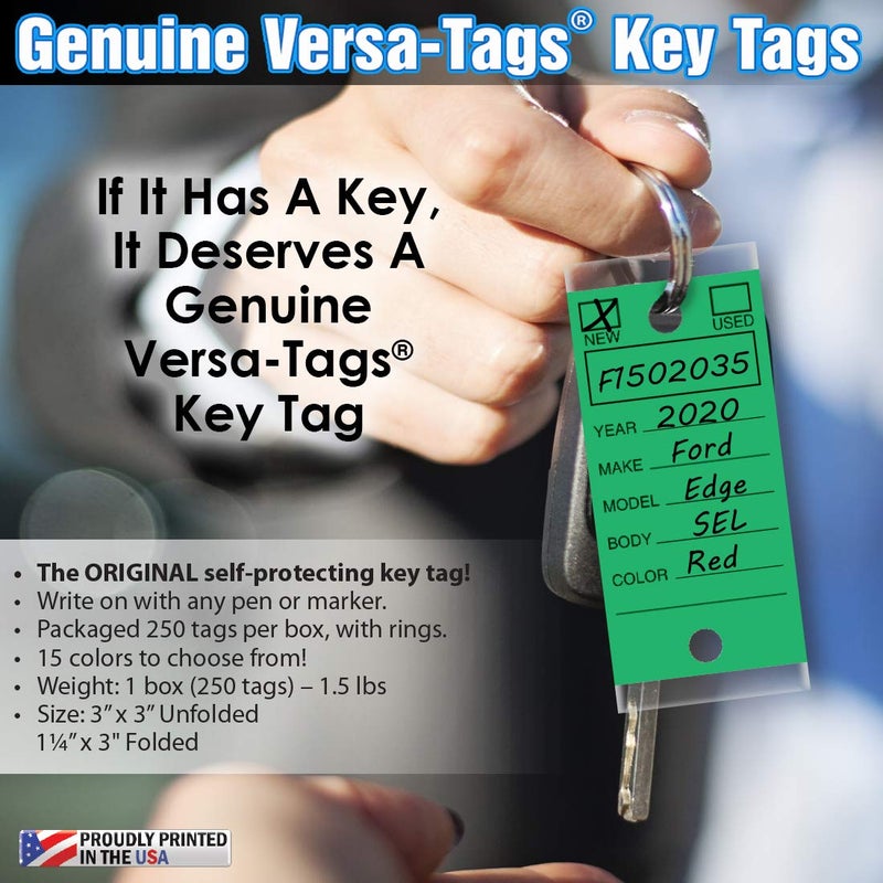 VERSA-TAGS Self Protecting Key Tags Solid Green Color - Image 4